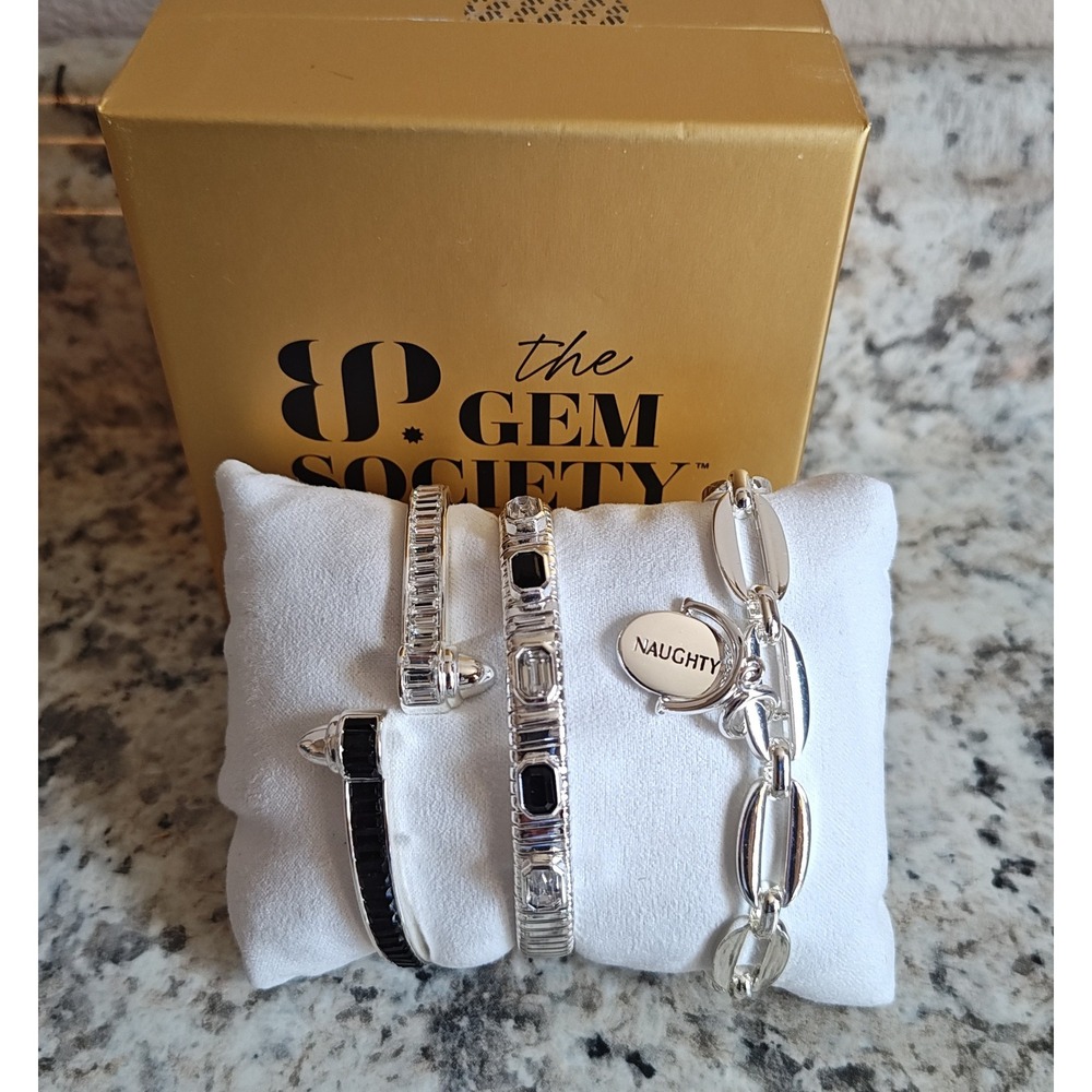 The Gem Society Bracelet Set Women Silver Holiday 2025 Naughty Nice ST75477